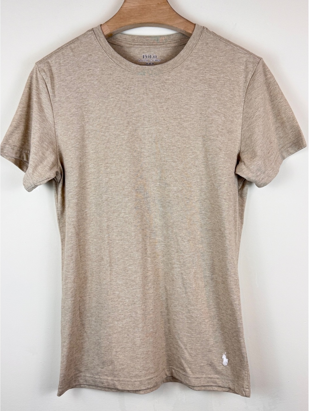 Polo Ralph Lauren Menβs M Stretch Slim Fit Beige Heather Pony Logo T-Shirt Tee